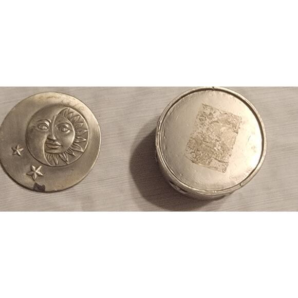 Round Sun Face Star Celestial Bohemian Trinket Jewelry Lidded Box Canister 3D - Picture 6 of 8